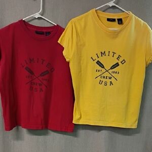 Lot of 2- Limited America Size L 100% Cotton Red & Yellow Short Sleeve T-shirts